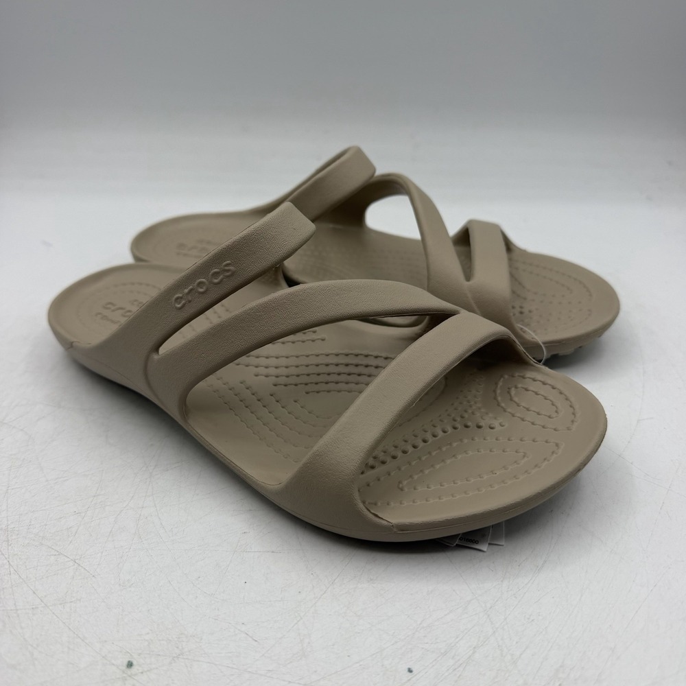Crocs Kadee II Sandals Womens Sz 6 Cobblestone Beige Sand Slides 206756-2V3 NWT